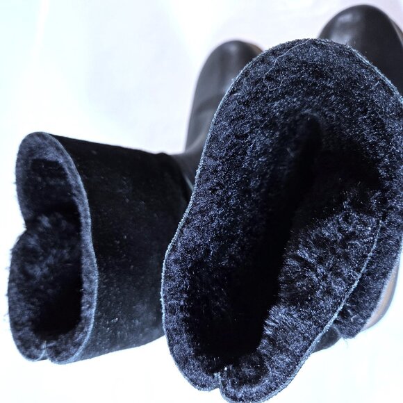 Fabianelli Women's Black Leather & Suede Shearling-Lined Boots Size 39 - Picture 5 of 6